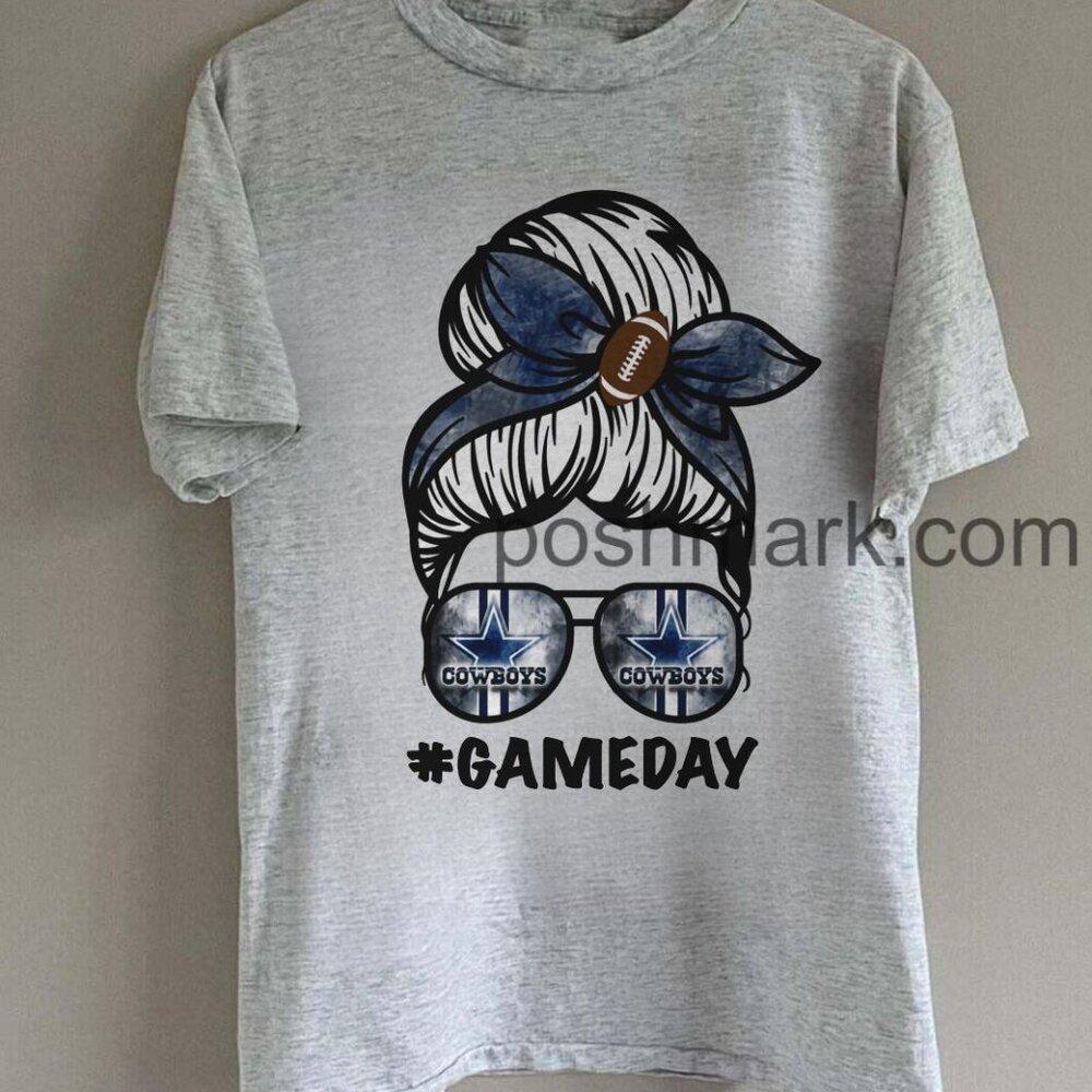Game Day Dallas Cowboys Messy Bun Shirt Trend American Football Shirt Retro Tee